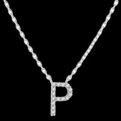 10K 0.04ct Diamond P-Initial Necklace