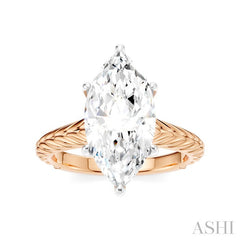 1/10 Ctw Marquise Shape Round Cut Diamond Akari Wheat Shank Semi-Mount Engagement Ring in 14K Rose and White Gold