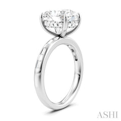 1/3 Ctw Oval Shape Baguette and Round Cut Diamond Semi-Mount Engagement Ring in 14K White Gold