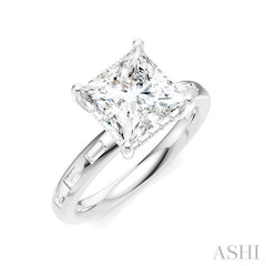 1/3 Ctw Akari Princess Shape Baguette and Round Cut Diamond Semi Mount Engagement Ring in 14K White Gold