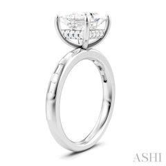 1/3 Ctw Akari Princess Shape Baguette and Round Cut Diamond Semi Mount Engagement Ring in 14K White Gold