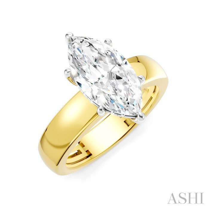 1/10 Ctw Akari Marquise Shape Round Cut Diamond Semi Mount Engagement Ring in 14K Yellow and White Gold