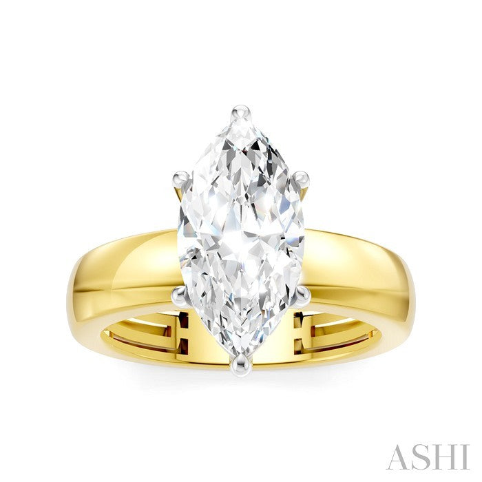 1/10 Ctw Akari Marquise Shape Round Cut Diamond Semi Mount Engagement Ring in 14K Yellow and White Gold