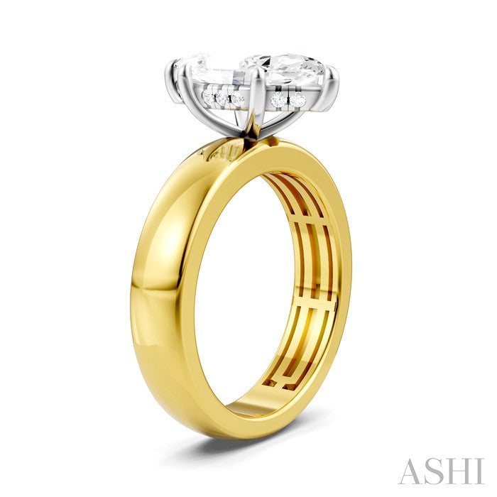 1/10 Ctw Akari Marquise Shape Round Cut Diamond Semi Mount Engagement Ring in 14K Yellow and White Gold