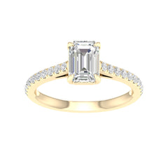 14k .85ct-Diamond Emerald-Cut-Asscher-Set Bridal-Ring