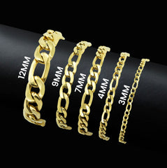 10K 8mm 9" Figaro Bracelet