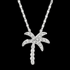 10k .12ct-Diamond Petite Palm-tree Necklace
