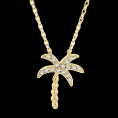 10k .12ct-Diamond Petite Palm-tree Necklace