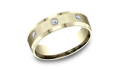 14K 0.12ct Diamond 3-Stone Wedding-Band