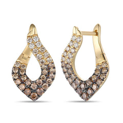 14K-Honey-Gold 1.25ct Chocolate-Ombre Diamond Earrings