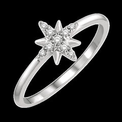 14K 0.10ct Diamond Flower Ring