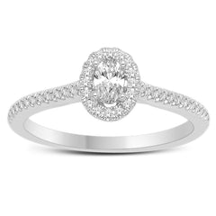 14K 1.00ct Diamond Solitaire Oval-Ring