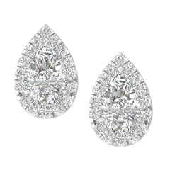 14K 1.15ct H-Color/VS-Clarity Lab-Diamond Pear-Halo/Earrings