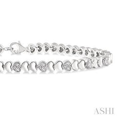 925 0.15CT Diamond Puff Heart Bracelet