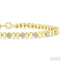 925 0.15CT Diamond Puff Heart Bracelet