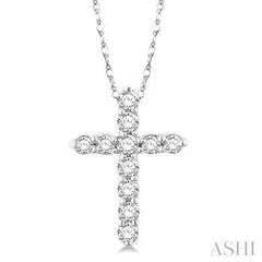 14K 0.10CT Diamond Cross Pendant