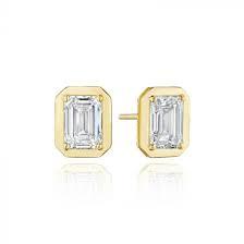 18K Emerald-Cut SkyBlue-Topaz Stud Earrings