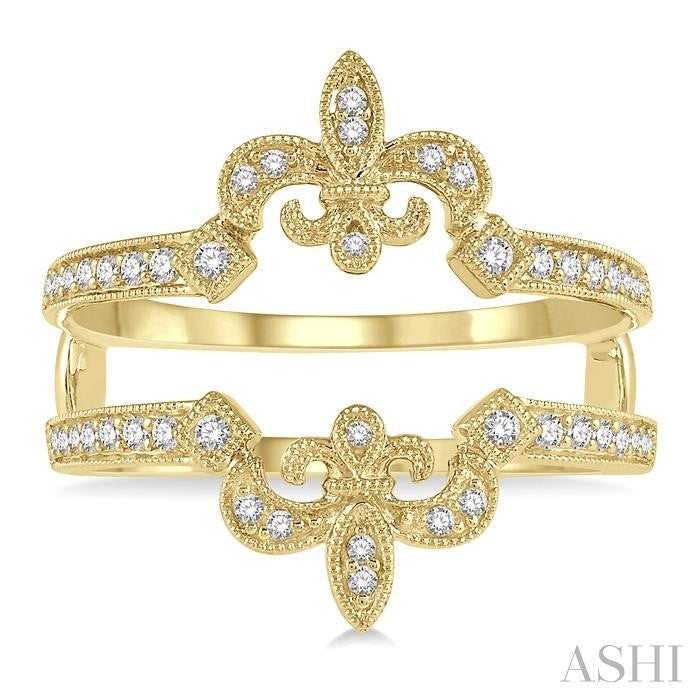 1/4 Ctw Fleur De Lis Round Cut Diamond Insert Ring in 14K Yellow Gold