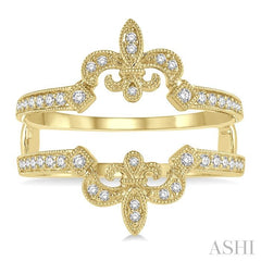 1/4 Ctw Fleur De Lis Round Cut Diamond Insert Ring in 14K Yellow Gold