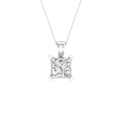 14K 2.00ct F-Color/VS-Clarity Lab-Diamond Princess-Solitaire/Pendant