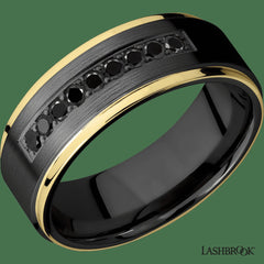 Zirconium with Satin , Polish Finish and 14K Yellow Gold Inlay