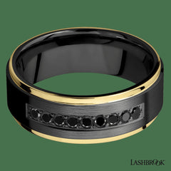 Zirconium with Satin , Polish Finish and 14K Yellow Gold Inlay