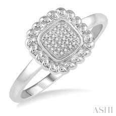 10k .12ct-Diamond Square Ring Size-7