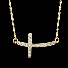 14K 0.20ct Diamond Sideway-Cross Pendant