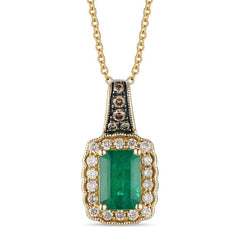 14K 0.22ct-Diamond 0.70ct/Emerald Fashion Necklace