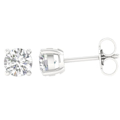 14K 1.00ct H-Color/VS-Clarity Lab-Diamond Round-Earrings