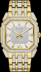 Bulova Octava Crystal Mens Watch-Gold