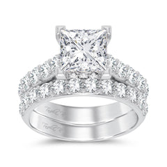 14K 5.00ct G-Color/VS1-Clarity Lab-Diamond/Princess Solitaire-Ring