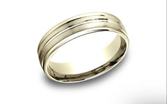 14K-6.5MM Light-Comfort-Fit Round-Edge-Center-Cut Satin-Wedding-Band Size-9