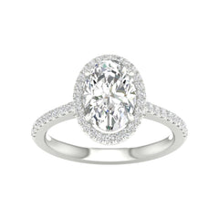 14K 2.25ct H-Color/VS-Clarity Lab-Diamond Oval-Halo/Ring