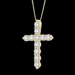 14K 1.00ct Diamond Cross Pendant