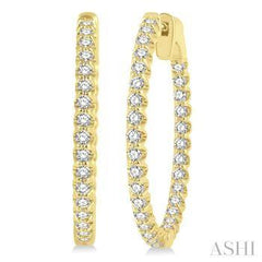 14K 1.00ct Diamond Hoop Earrings