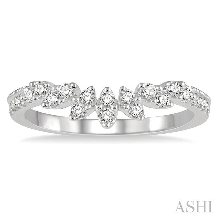 1/4 Ctw Marquise Garland Round Cut Diamond Wedding Band in 14K White Gold
