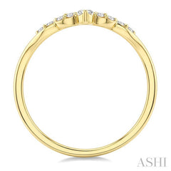1/8 Ctw Curvy Chevron Leaf Motif Round Cut Diamond Fashion Band in 14K Yellow Gold