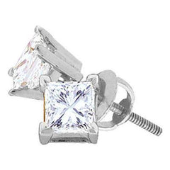 14K .65CT-Diamond Princess-Cut Solitaire Earrings