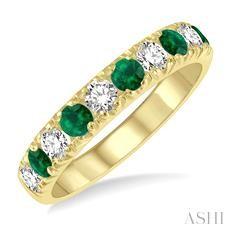 14K 0.42ct Diamond Emerald Wedding-Band