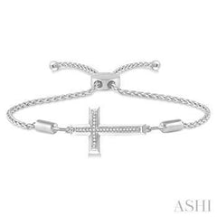 925 0.07ct Diamond Cross Lariat Brarcelet