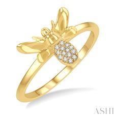 10k .06ct-Diamond Bumble-Bee Ring Size-7
