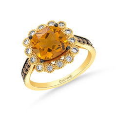 14K 0.52ct-Diamond 3.00ct-Citrine Diamond Ring
