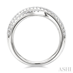 1 Ctw Round Cut Diamond Criss-Cross Bold Fashion Band in 14K White Gold
