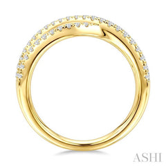 1 Ctw Round Cut Diamond Criss-Cross Bold Fashion Band in 14K Yellow Gold