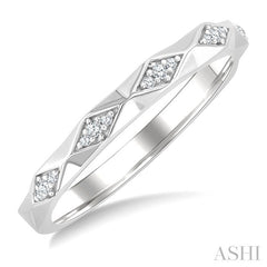 1/20 Ctw 3-D Geometric Shape Round Cut Diamond Stackable Fashion Band in 14K White Gold