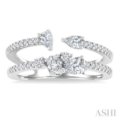 3/4 Ctw Mixed Cut Diamond Split Double Fashion Ring in 14K White Gold