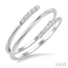 1/6 Ctw Split Double Spring Coil Round Cut Diamond Open Fashion Ring in 10K White Gold