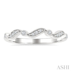 1/10 Ctw Triple Wave Round Cut Diamond Stackable Fashion Band in 10K White gold