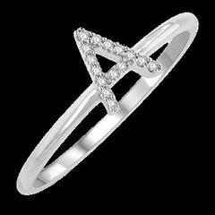 10k .05ct-Diamond "A" ring Size-7